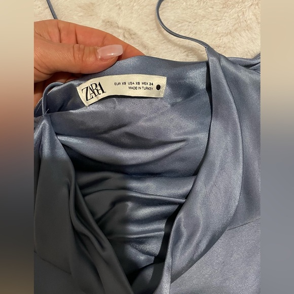 ZARA- Satin Effect Short Top Cowl Neck - Picture 3 of 5